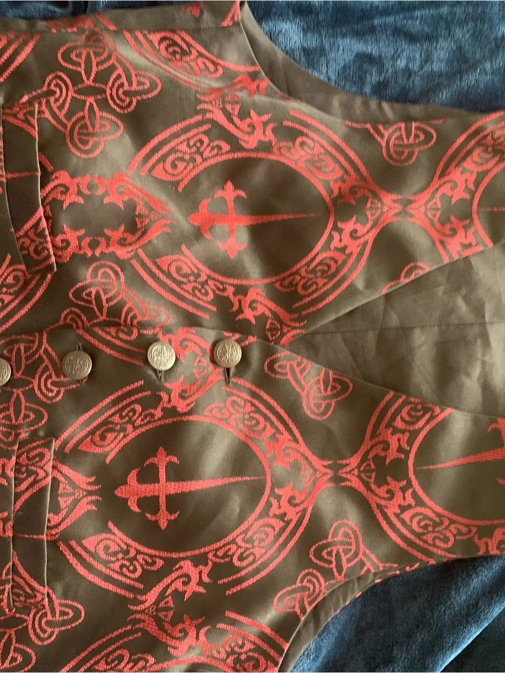 Men’s Goth Black & Red Patterned Vest